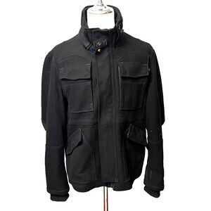 Vtg G-Star Raw Denim Black MFD Field Wool Jacket Coat Mens XXL Military Goth Emo